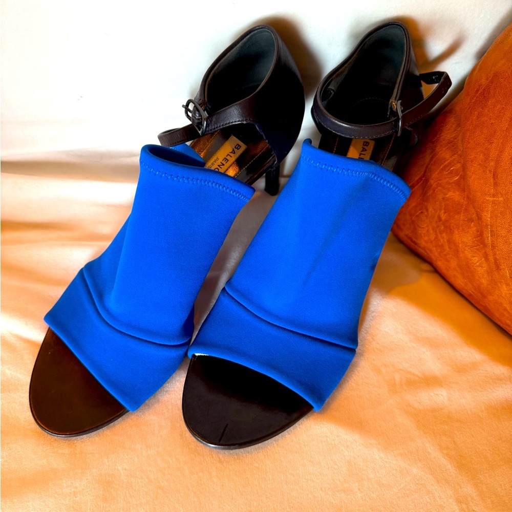 Balenciaga cobalt blue scuba heels